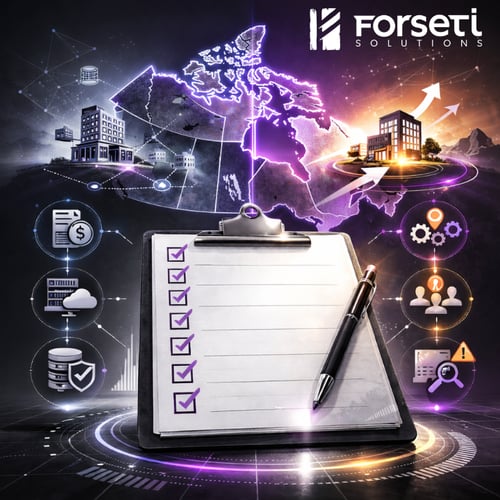 Canada split between federation and autonomy with glowing outline and blank CEO checklist.